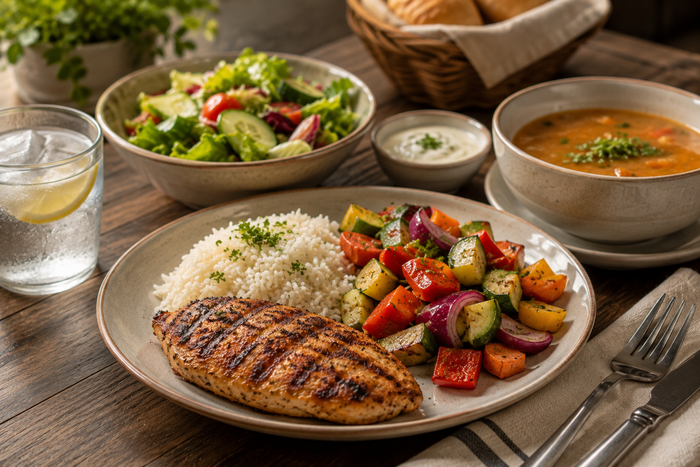 High protein grilled chicken meal